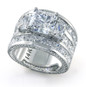 Champlain 4 carat lab created cubic zirconia princess cut three row channel set engraved wide band in platinum.