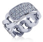 Celline Cuban Curb Chain Link Ring with laboratory grown diamond quality cubic zirconia in 14k white gold.