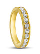 Armitage round channel set lab grown diamond look cubic zirconia anniversary band in 14k yellow gold.