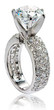 Round 4 Carat Pave Solitaire Engagement Ring with lab grown diamond simulant cubic zirconia in platinum.