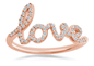 Love ring pave lab grown diamond quality cubic zirconia band in 14k rose gold.