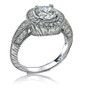 Imperiale 1.25 carat round laboratory grown diamond alternative cubic zirconia halo engagement ring in 14k white gold.