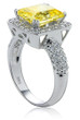 Montgomery 4 carat canary emerald cut laboratory grown diamond look cubic zirconia halo ring with micro pave in 14k white gold.