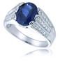 Parkdale 3.5 carat oval man made lab created sapphire lab grown diamond look cubic zirconia pave ring in 14k white gold.