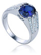 Parkdale 3.5 carat oval man made lab created sapphire lab grown diamond quality cubic zirconia pave ring in platinum.