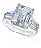 Rockdale 7 carat emerald cut lab created cubic zirconia tapered baguette engagement ring in 14k white gold.