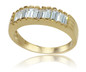 Ribbed Baguette Anniversary Band with lab grown diamond quality cubic zirconia in 14k yellow gold.