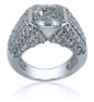 Asscher Cut 2.5 Carat Semi Bezel Pave Ring with lab grown diamond alternative cubic zirconia in platinum.