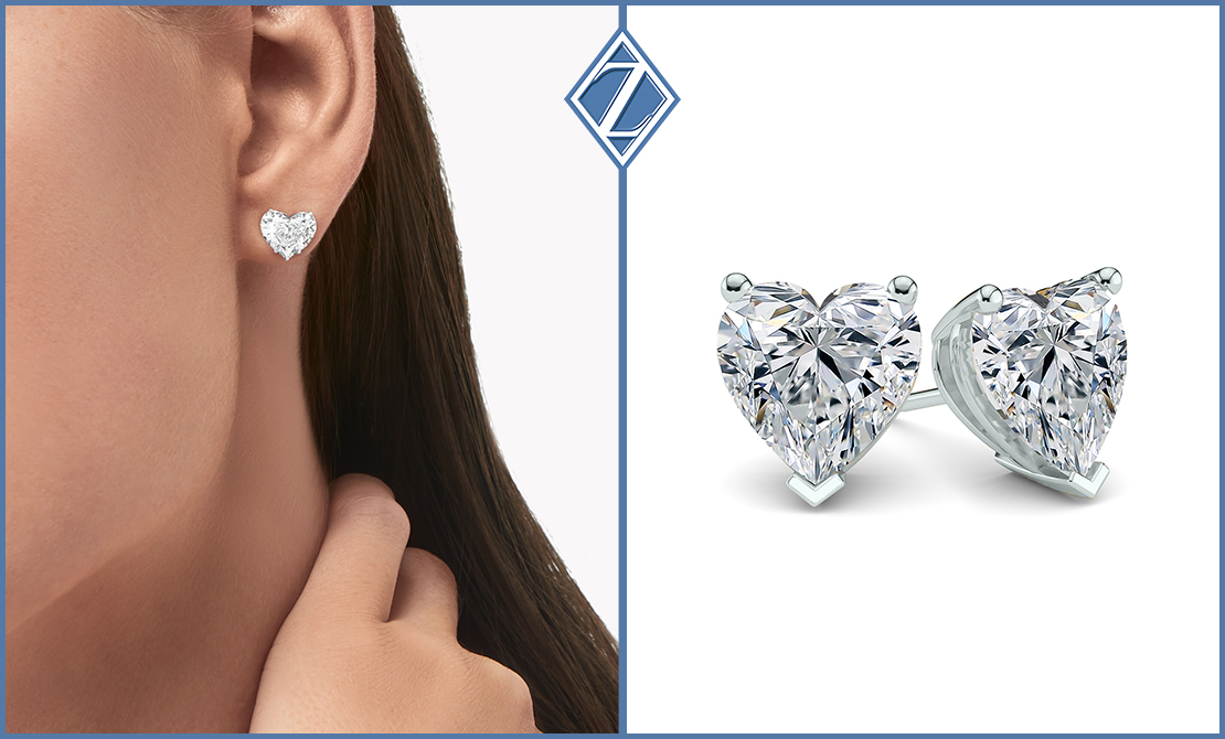 Heart-Shaped Diamond Bezel Stud Earrings | Kate Rose Fine Jewelry