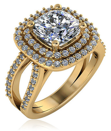 Soliera Carat Cushion Cut Cubic Zirconia Double Halo Split