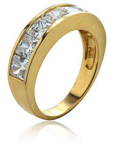 Alliance Princess Cut Cubic Zirconia Channel Set Wedding Band Ring | Ziamond Lab Grown Diamond Simulants