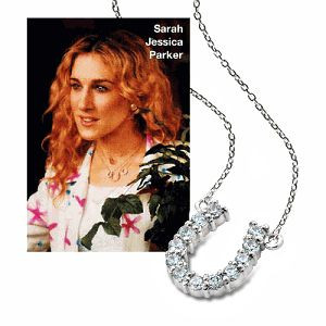 Sex and the City Prong Set Round Cubic Zirconia Horseshoe Pendant ...