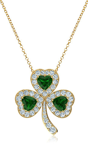 14k Gold and Diamond Lucky Clover Necklace