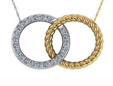Twisted Rope Pave Interlocking Double Open Circle Couples