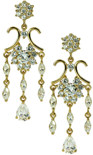 Jonquil Cubic Zirconia Pear Marquise Round Chandelier Style Drop Earrings