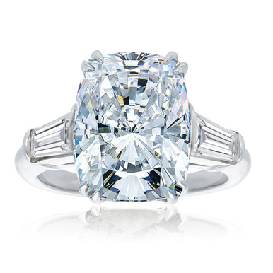 Elongated Cushion Cut Split Prong Baguette Solitaire Engagement Ring