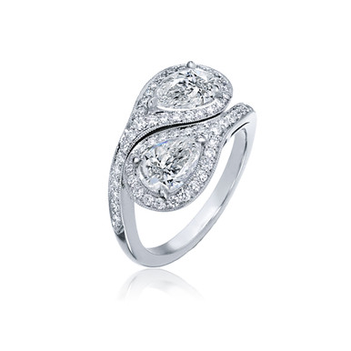 Kopra Double Pear Bypass Halo Ring