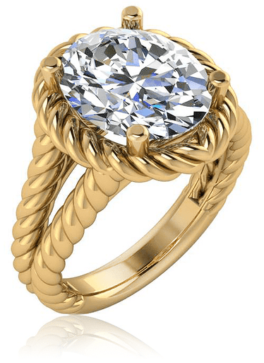 Captina 4 Carat Oval Cubic Zirconia Twisted Rope Halo Split