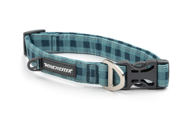 Signature Plaid Dog Collar - Winchester - buffalo aqua