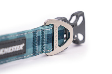 Signature Plaid Dog Collar - Winchester - buffalo aqua buckle