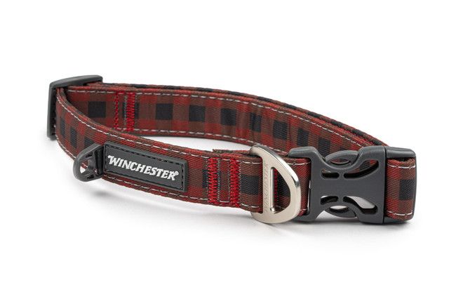 UpCountry Red Buffalo Check Dog Collar – Adjustable, Nylon, Made In USA (Sizes XS-XXL)
