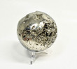 2.79" Polished PYRITE SPHERE With Stand Huanzala mine, Peru T412