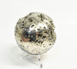 2.79" Polished PYRITE SPHERE With Stand Huanzala mine, Peru T412