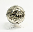 2.79" Polished PYRITE SPHERE With Stand Huanzala mine, Peru T412