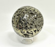 3.89" Polished PYRITE SPHERE With Stand Huanzala mine, Peru T493