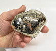 2.95" POLISHED PYRITE HEART Huanzala mine, Peru T472