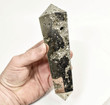 6.41" Polished PYRITE Double Terminated VOGEL 6 sided Huanzala mine, Peru T510