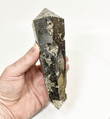 6.41" Polished PYRITE Double Terminated VOGEL 6 sided Huanzala mine, Peru T510