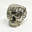 3.62" Polished PYRITE INDIAN SKULL Carving Huanzala mine, Peru T507