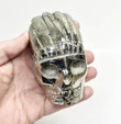 3.62" Polished PYRITE INDIAN SKULL Carving Huanzala mine, Peru T506