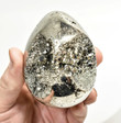 3.03" POLISHED PYRITE EGG With Stand Huanzala mine, Peru T520