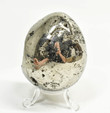 3.03" POLISHED PYRITE EGG With Stand Huanzala mine, Peru T520