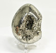 3.03" POLISHED PYRITE EGG With Stand Huanzala mine, Peru T520