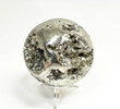 2.63" POLISHED PYRITE SPHERE With Stand Huanzala mine, Peru T524