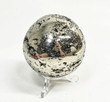 2.67" POLISHED PYRITE SPHERE With Stand Huanzala mine, Peru T526