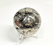 1.92" Polished PYRITE With SPHALERITE SPHERE With Stand Huanzala mine, Peru T548