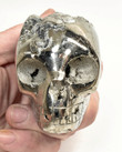 3.03" Polished PYRITE SKULL CARVING Huanzala mine, Peru T540