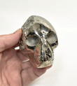 2.99" Polished PYRITE SKULL CARVING Huanzala mine, Peru T542
