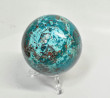 2.75" Polished QUARTZ CHRYSOCOLLA MALACHITE Sphere With Stand Peru T561