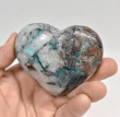 3.03" Polished QUARTZ CHRYSOCOLLA MALACHITE Heart Peru T565