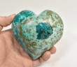 3.81" Polished QUARTZ CHRYSOCOLLA MALACHITE Heart Peru T576