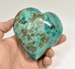 3.81" Polished QUARTZ CHRYSOCOLLA MALACHITE Heart Peru T576