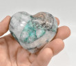 2.55" Polished QUARTZ CHRYSOCOLLA MALACHITE Heart Peru T569