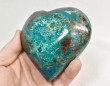 3.89" Polished QUARTZ CHRYSOCOLLA MALACHITE Heart Peru T577