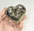 2.91" POLISHED PYRITE HEART Huanzala mine, Peru T611