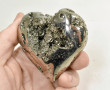 2.91" POLISHED PYRITE HEART Huanzala mine, Peru T611
